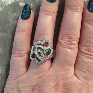Sterling Silver Multiple CZ Heart Ring 7